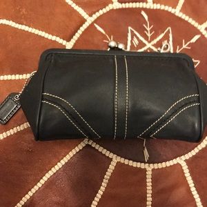 Coach black leather clutch/wristlet